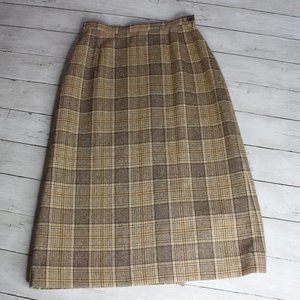 Pendleton Women's Vintage 100% Wool Plaid Skirt Brown